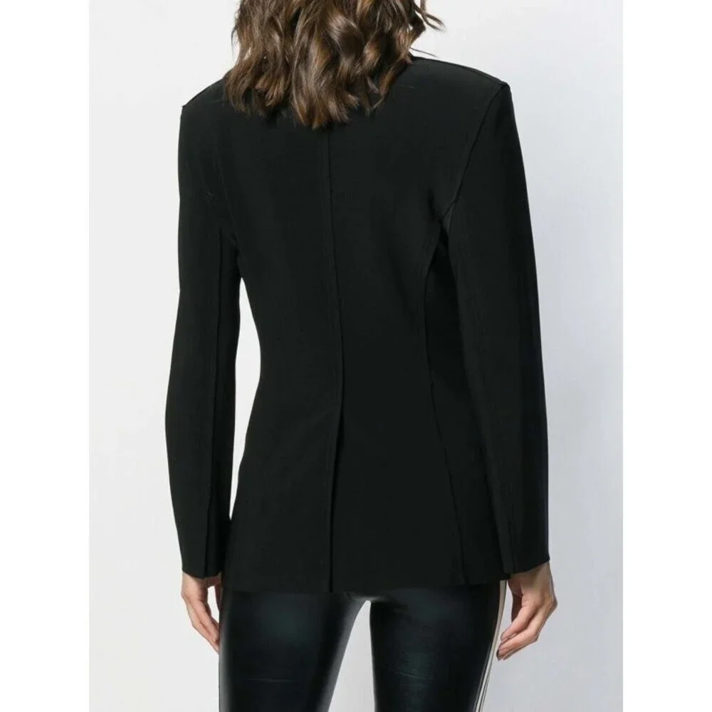 Norma Kamali Blazer Women Small Black Notch Lapels Single-Breasted Jacket GBO233